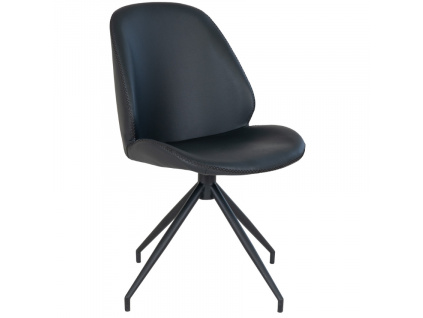 Černá koženková otočná jídelní židle Celur