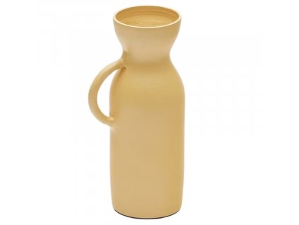 Hořčicově žlutá kovová váza Kave Home Pelras 17,5 cm