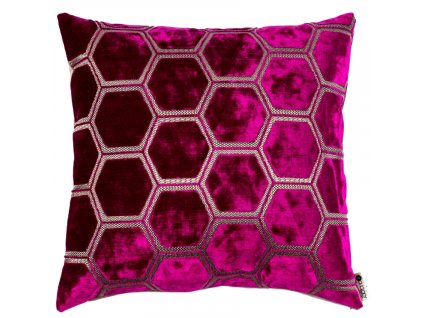 Růžový sametový povlak na polštář Hexagon 43 x 43 cm