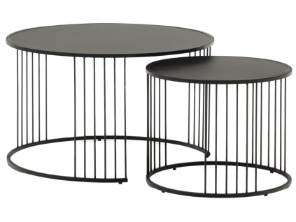 Set dvou černých skleněných konferenčních stolků Kave Home Hadar 75/45 cm