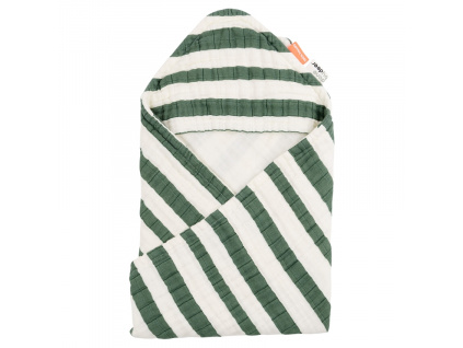 Zeleno-béžová dětská osuška s kapucí Done by Deer Stripes