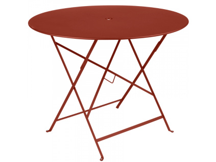 Zemitě červený kovový skládací stůl Fermob Bistro Ø 96 cm