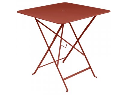 Okrově červený kovový skládací stůl Fermob Bistro 71 x 71 cm