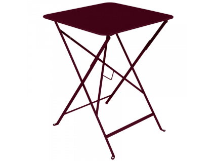 Třešňově červený kovový skládací stůl Fermob Bistro 57 x 57 cm