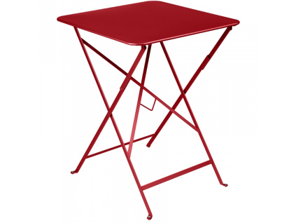 Makově červený kovový skládací stůl Fermob Bistro 57 x 57 cm