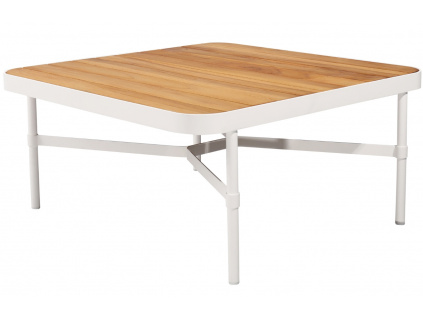 Bílý teakový zahradní stolek Mindo 100 83,5 x 83,5 cm