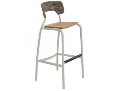 Béžová barová židle Mindo 102 s teakovým sedákem 78,5 cm