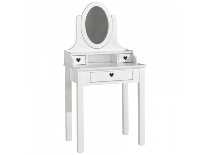 Bílý lakovaný toaletní stolek Vipack Amori 70 x 40 cm se zrcadlem