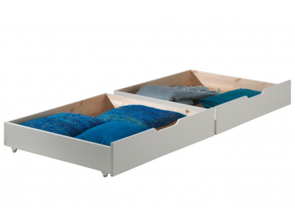 Set dvou bílých borovicových zásuvek k posteli Vipack Pino 97,5 x 88,5 cm