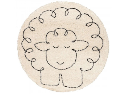 Béžový dětský koberec Fluffy Sheep Ø 160 cm