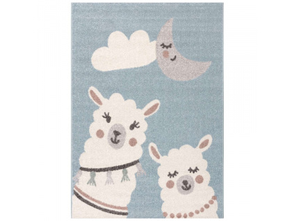 Modrý dětský koberec Cute llama 160 x 230 cm