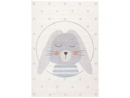 Bílý dětský koberec Gray Hare 160 x 230 cm