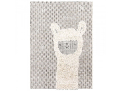 Béžový dětský koberec Lovely Lama 120 x 170 cm