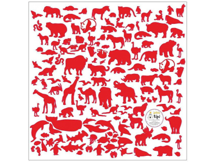 Červené samolepky na zeď World Animals Red 60 x 60 cm