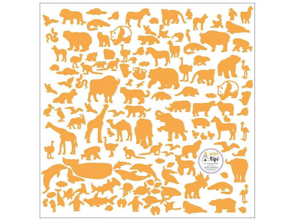 Žluté samolepky na zeď World Animals Yellow 60 x 60 cm