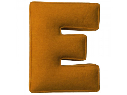 Cihlově oranžový sametový polštář písmeno E 40 cm