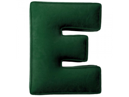 Tmavě zelený sametový polštář písmeno E 40 cm