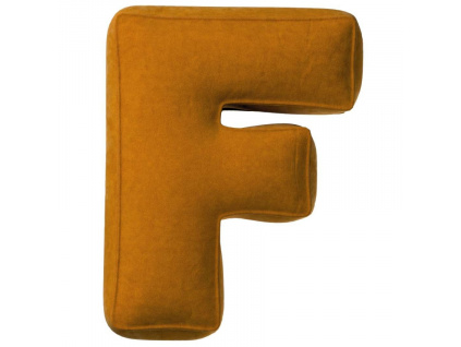 Cihlově oranžový sametový polštář písmeno F 40 cm