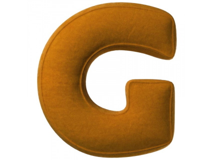 Cihlově oranžový sametový polštář písmeno G 40 cm