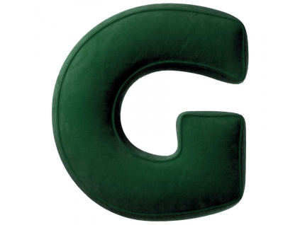 Tmavě zelený sametový polštář písmeno G 40 cm