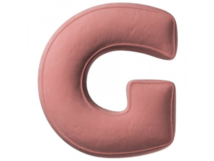 Korálově růžový sametový polštář písmeno G 40 cm