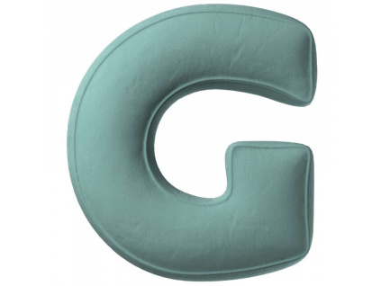 Mátově zelený sametový polštář písmeno G 40 cm