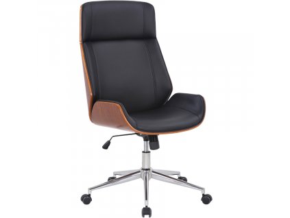 Černá koženková kancelářská židle Colle s ořechovou skořepinou