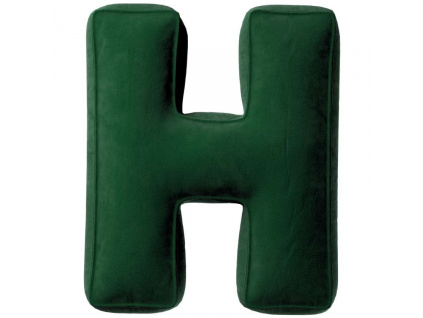 Tmavě zelený sametový polštář písmeno H 40 cm