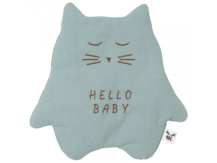 Mátově zelený bavlněný muchláček koťátko Hello Baby 30 cm