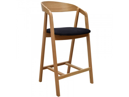 Dubová barová židle Henry 63,5 cm s černým sedákem