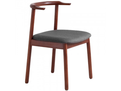 Hnědá dřevěná jídelní židle Kube s šedým látkovým sedákem848x848