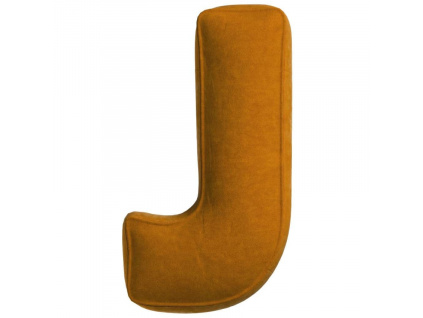 Cihlově oranžový sametový polštář písmeno J 40 cm