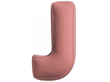 Korálově růžový sametový polštář písmeno J 40 cm