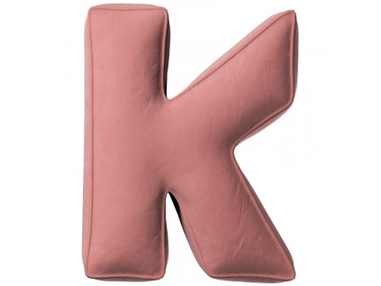 Korálově růžový sametový polštář písmeno K 40 cm