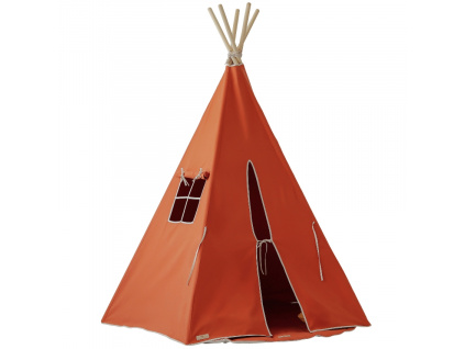 Červený bavlněný teepee stan s podložkou Moi Mili 170 x 130 cm