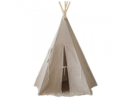 Béžový lněný teepee stan s podložkou Moi Mili 170 x 130 cm