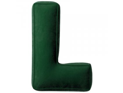 Tmavě zelený sametový polštář písmeno L 40 cm