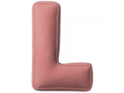 Korálově růžový sametový polštář písmeno L 40 cm