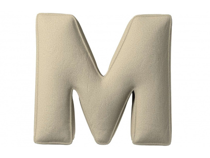 Béžový bouclé polštář písmeno M 40 cm