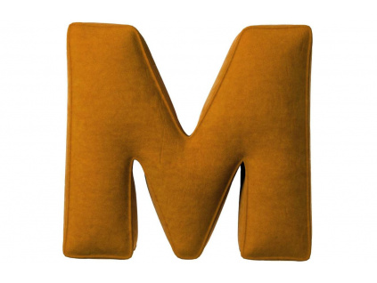 Cihlově oranžový sametový polštář písmeno M 40 cm