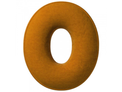 Cihlově oranžový sametový polštář písmeno O 40 cm