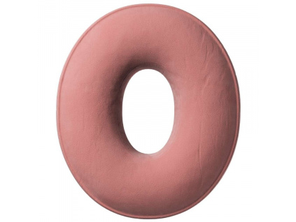 Korálově růžový sametový polštář písmeno O 40 cm
