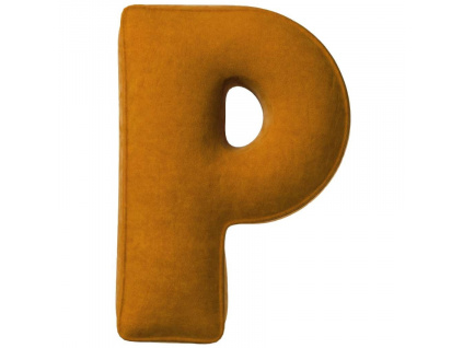 Cihlově oranžový sametový polštář písmeno P 40 cm