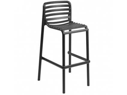Antracitově šedá plastová zahradní barová židle Doga 75 cm