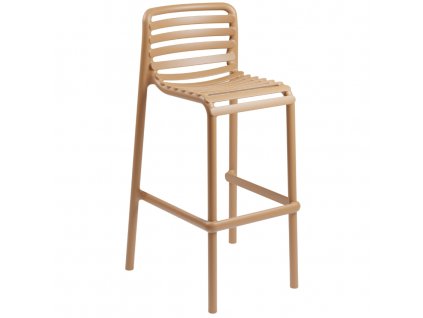 Světle hnědá plastová zahradní barová židle Doga 75 cm