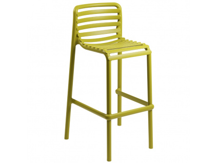 Žlutá plastová zahradní barová židle Doga 75 cm