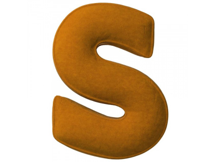 Cihlově oranžový sametový polštář písmeno S 40 cm