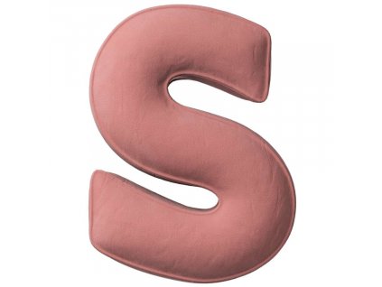 Korálově růžový sametový polštář písmeno S 40 cm
