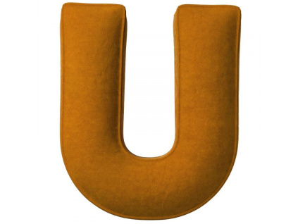 Cihlově oranžový sametový polštář písmeno U 40 cm