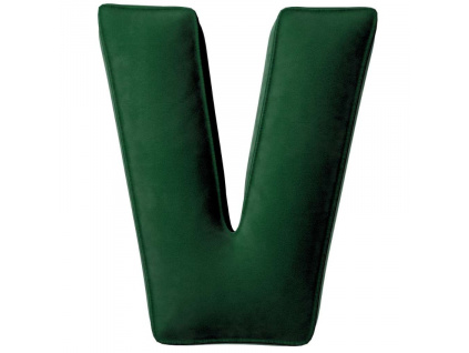 Tmavě zelený sametový polštář písmeno V 40 cm